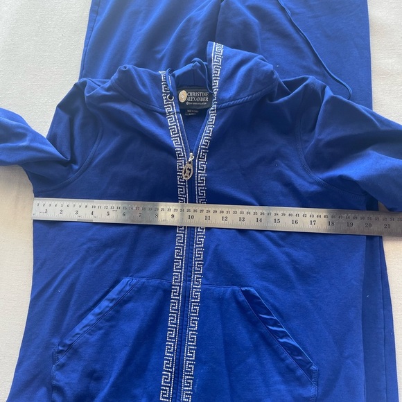 Christine Alexander Blue Hoodie with Silver Accents Sweat Set - Picture 4 of 11